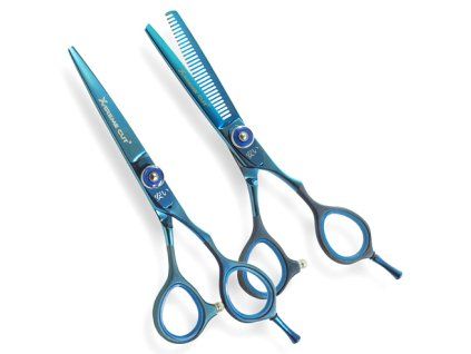 AKASHI Japan XC-T55 SET Blue 5,5' - Sada profesionálnych japonských kaderníckych nožníc - modré